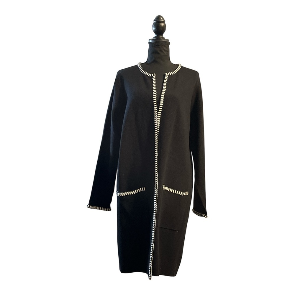 Magaschoni Black Long Cardigan Duster – Size 1X – Heavyweight Knit